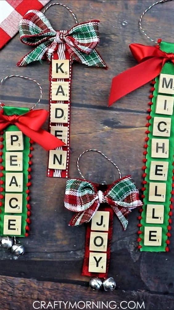 DIY personalized Wooden Scrabble Christmas Ornament