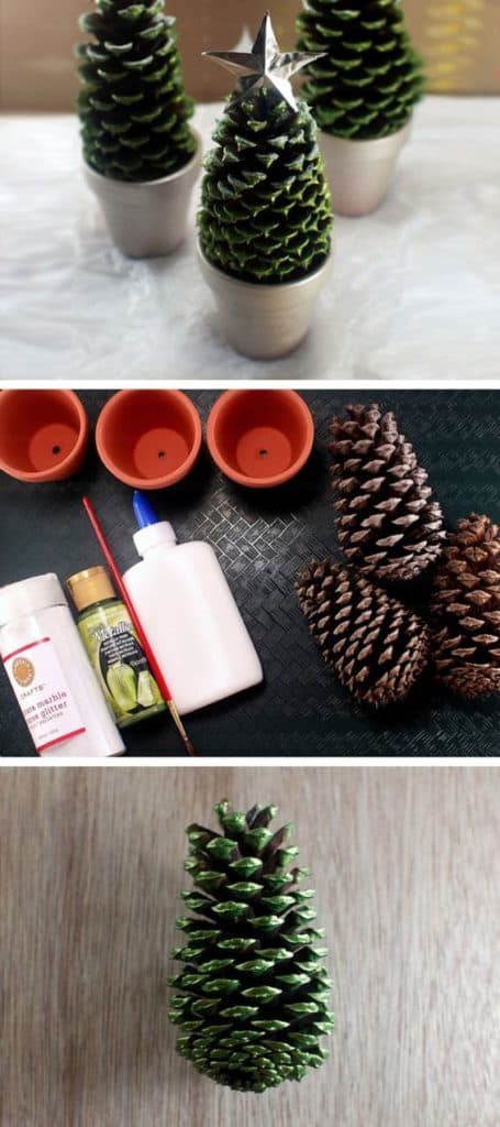 Easy DIY Pincone Christmas Tree Flower Pot Craft