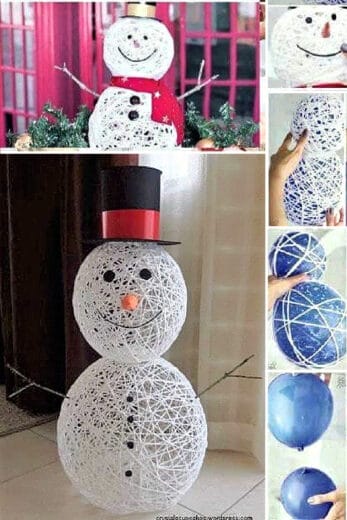 Easy DIY String Snowman Christmas Decor Idea