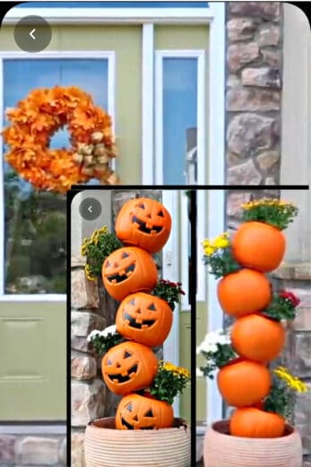 Dollar Store Pumpkin Halloween and Thanksgiving decor planter