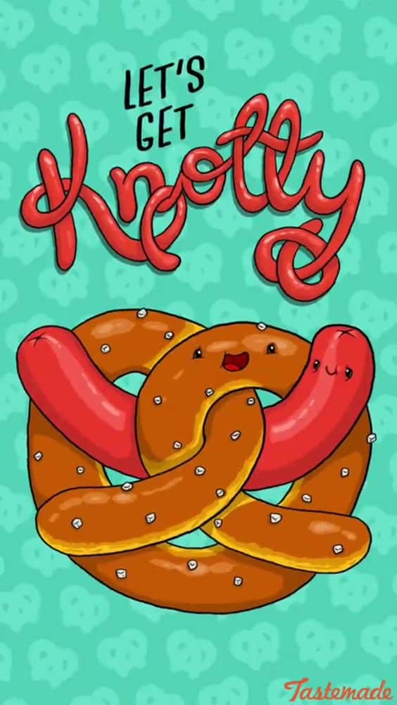 Let's Get Knotty pretzel Food Pun for a quick, easy, clever, and romantic Valentines Day gift idea for him. DIY boyfriend gifts.