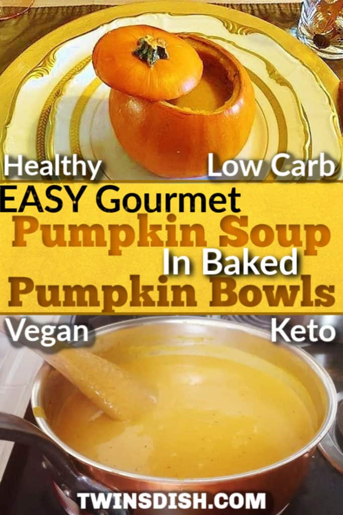 The most delicious pumpkin soup recipe I've ever had. Recipe only takes 20 minutes and includes DIY pumpkin bowls. Keto, paleo, low fat, and vegan. Healthy and delicious.