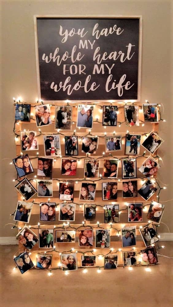 Rustic Pallet Wood Photo Display Ideas