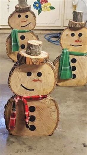 Easy DIY Outdoor Wood Christmas Decor Wood Tree Snowman