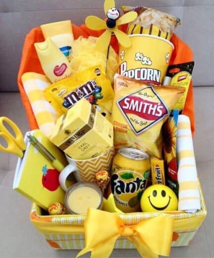 DIY Box of Sunshine Gift basket Idea for College students and Christmas