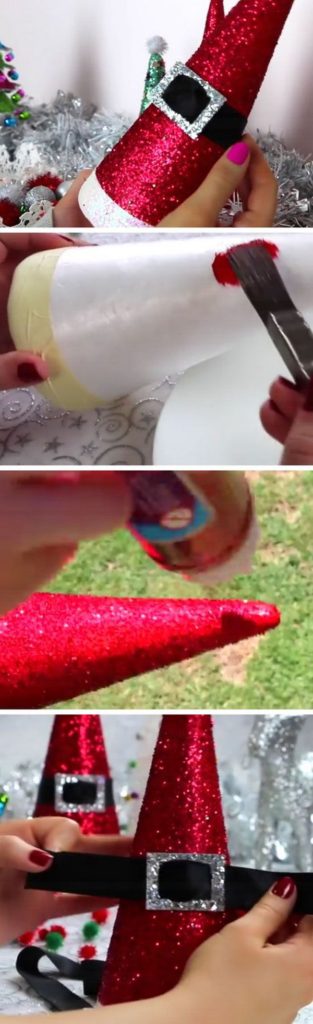 Easy DIY Christmas Decor Ideas Santa Cone Hat Craft