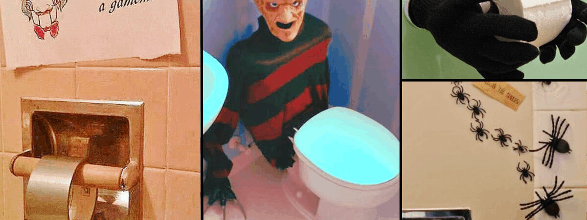 Easy DIY Halloween Party bathroom Decorations that will scare the crap out of your guests