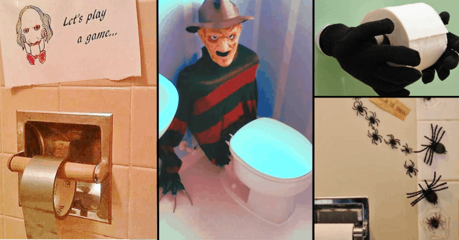 Easy DIY Halloween Party bathroom Decorations that will scare the crap out of your guests