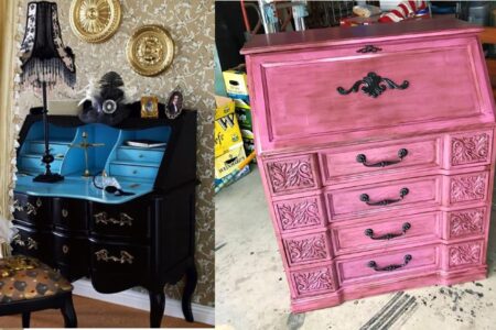 Secretary desks, the perfect home office solution on a budget for small spaces like dorms, apartments, and bedrooms.