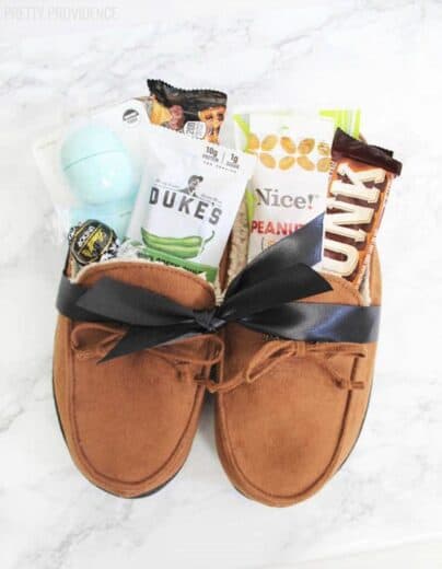 Mens Slippers Gift Basket Idea