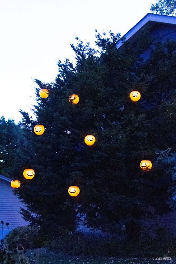 Solar Halloween Tree Pumpkins