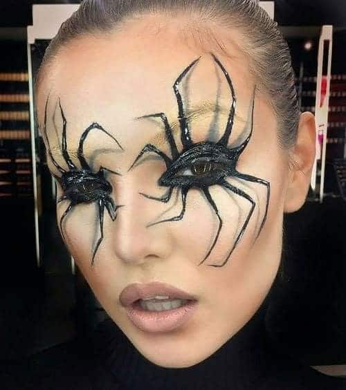 Easy DIY Halloween Costumes, Spider eyes and spider web eyes, Spider Queen Make up