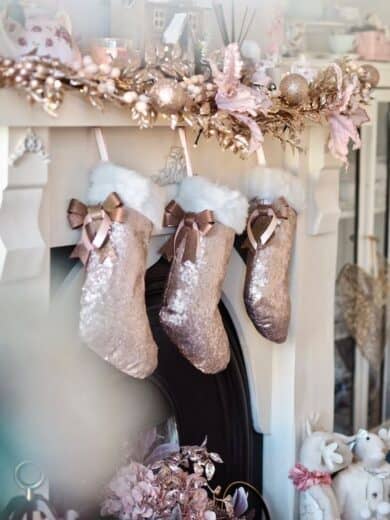 DIY Rose Gold Luxurious Sequin Christmas Stockings