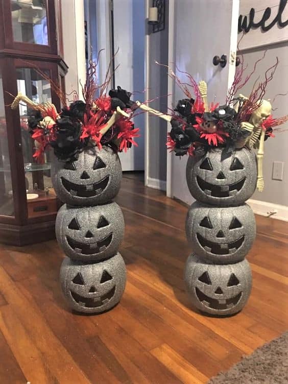 Halloween Pumpkin Decoration Made with dollar stor pails