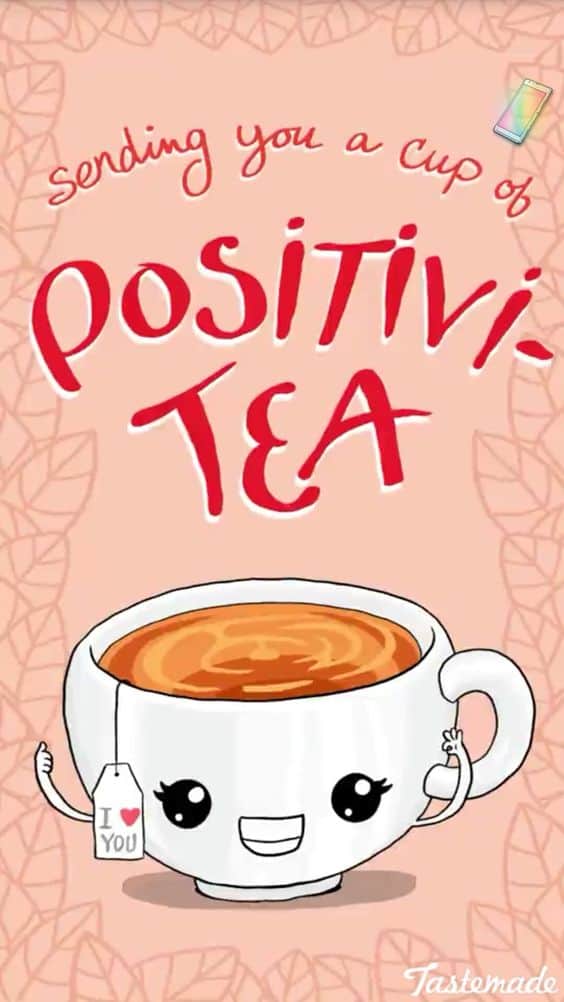 Sending You A Cup Of Positivi Tea pun for a great easy, quick, witty and clever, DIY Valentines Day gift idea