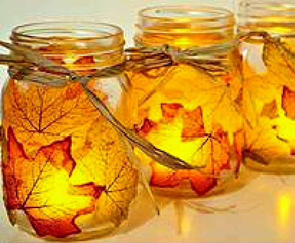 Easy DIY Fall Votive Craft with Leaves