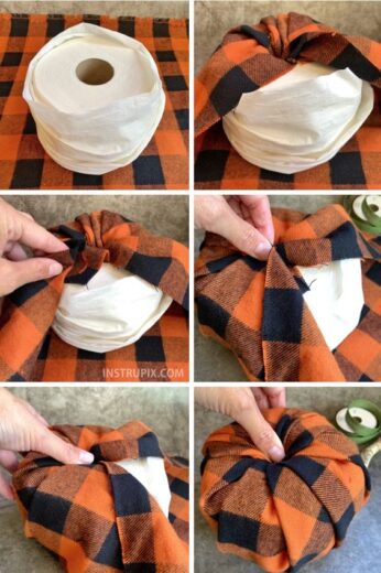 Easy Fall Pumpkin made out of Toilet Paper and Fabric