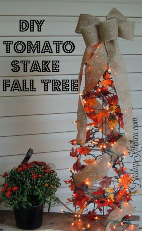 Tomato Stake Fall Tree Craft for Porch