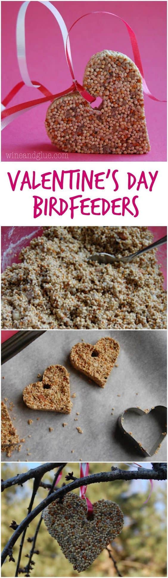 Easy DIY Valentines Day Bird Feeder, from The Ultimate DIY Valentines Day Guide, gifts for him, boyfriend gifts, Valentines Day decor, crafts, kids, for her, Bird Lovers, Nature Lovers