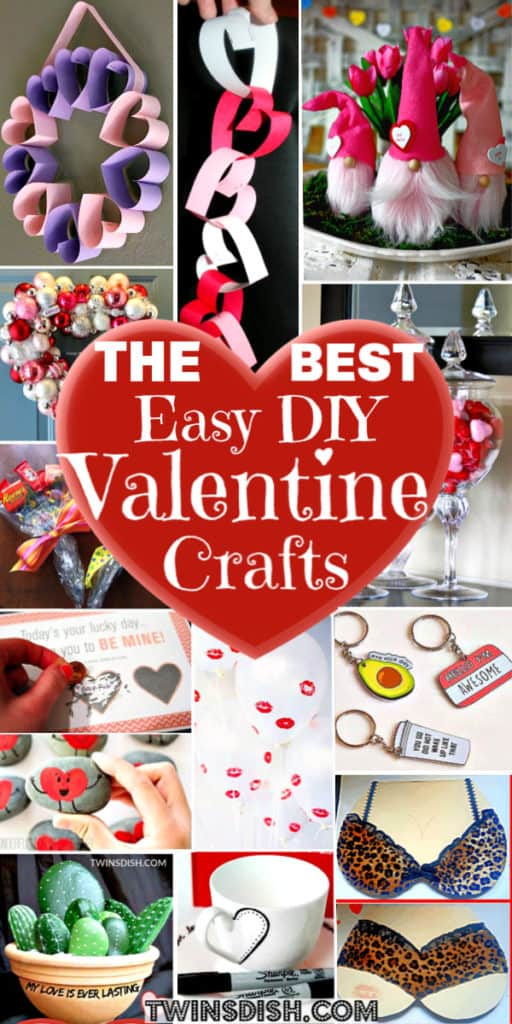 The best easy DIY Valentine's Day crafts and gifts for kids, for adults, for friends, for boyfriend for teens, and for teachers. Over 100 crafts, decorations, cards, puns, and candy ideas for home, or for school.