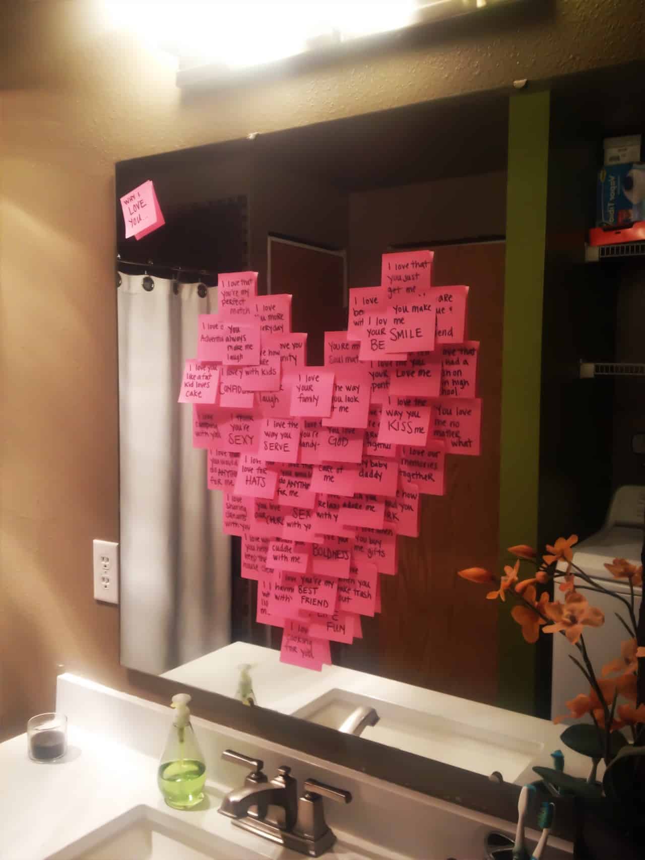 Love Post Its in the shape of a heart. Valentine's, DIY boyfriend gifts