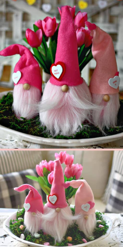 Easy DIY valentines Day Gnome using dollar store items, for kids, for Valentines Day decor, for parties, for dinner, for crafts, from The ultimate DIY Guide to Valentines day - Twins Dish