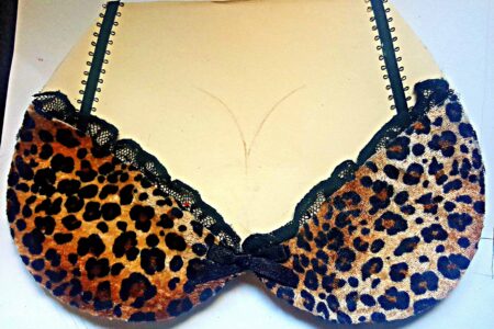Easy DIY Lingerie Valentines Day Card for him with DIY lotto scratchers, is better than store bought. Made of old leopard pajamas and lace, perfect for a long distance relationship, Anniversary, or even Birthday.