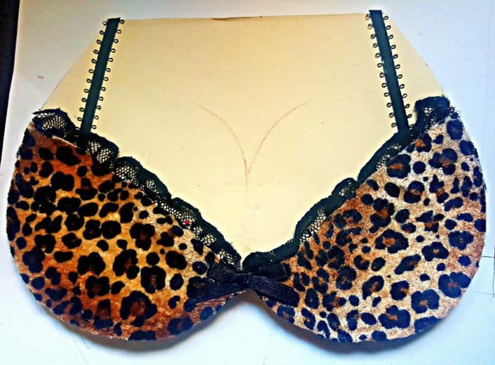 Easy DIY Lingerie Valentines Day Card for him with DIY lotto scratchers, is better than store bought. Made of old leopard pajamas and lace, perfect for a long distance relationship, Galentines Day, Anniversary, Bachelorette party gift, or even a unique Birthday card.