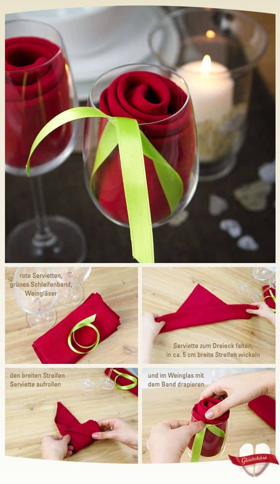 Easy Way To Fold a Napkin into a Rose for a Romantic and Festive Valentines Day Dinner Decor Idea, for him, for her, for boyfriend, for Galentines, for kids, crafts, table decor, dinner date, brunch, lunch