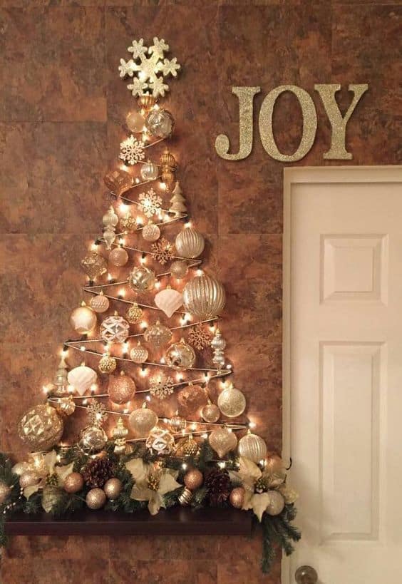 Wall Christmas Tree Decoration Gold