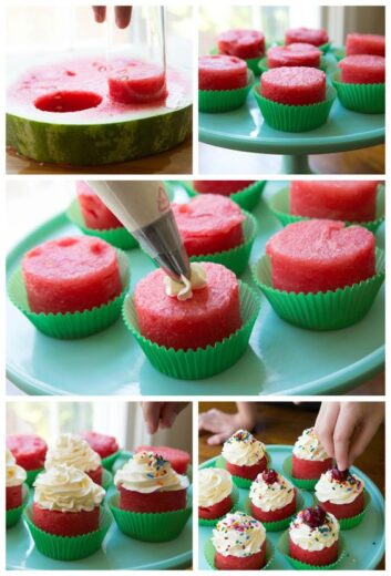 Easy Watermelon cupcakes fruit