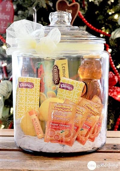 Get well soon gift basket for someone who has a cold