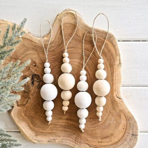 DIY Rustic Wood Bead Christmas Ornaments