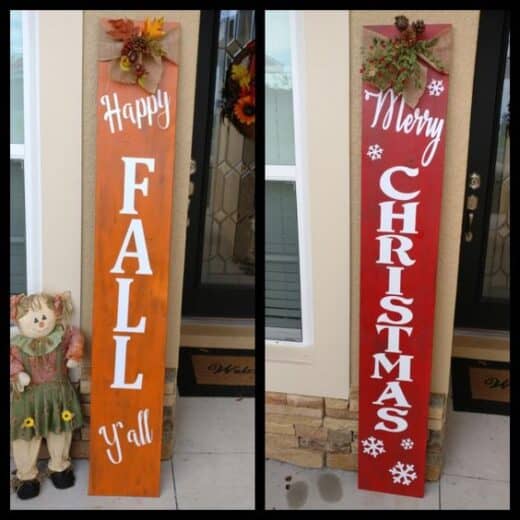 Wood Sign Fall and Christmas Craft Porch Decor