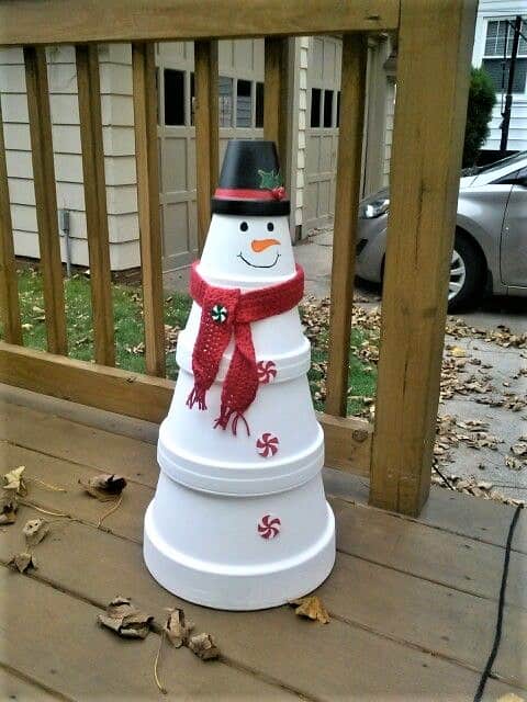 Easy DIY Clay pot snow man Christmas decoration.