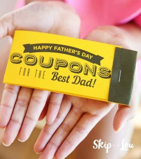 Easy DIY Father's Day coupon book gift idea from kids with free printables