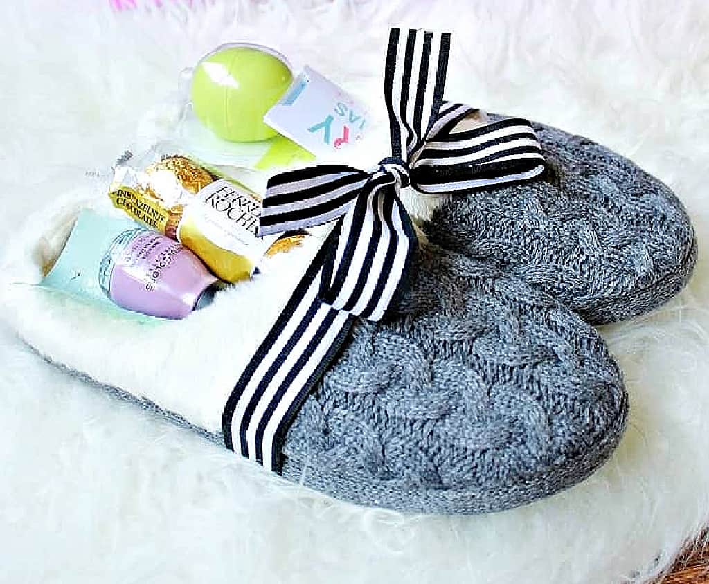 Slippers gift basket idea