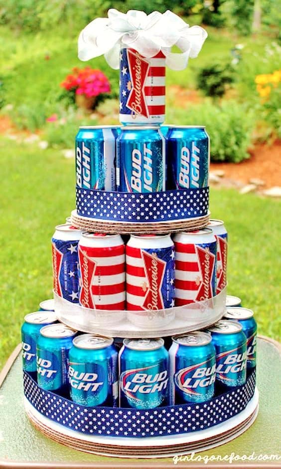  Beer Cake. Easy DIy 4th Of July Party ideas.. #Patriotic