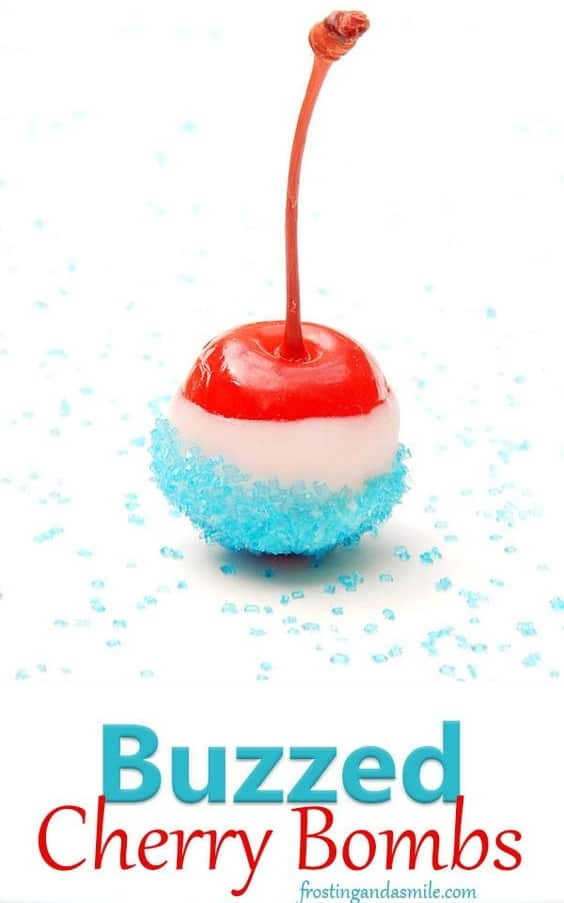 Easy DIY 4th of July party ideas using fruit. Alcoholic cherry idea #patriotic #4thofJulyDesserts