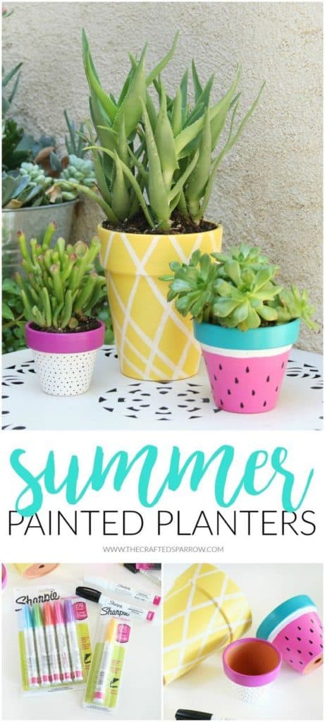 Easy DIY fruit flower Pot Idea Kids can make for Mothers Day with Sharpies. A great last minute gift idea for Mom's, GrandMother, or Grauntie. On a budget idea.