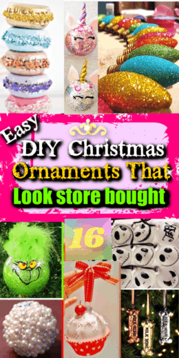 Easy DIY Christmas Ornaments That Look Store Bought. Make great Christmas gifts for friends, kids, teens, boyfriends, girlfriends, moms, family, and yourself. Everything from glitter Unicorns to comic book characters to the Grinch.