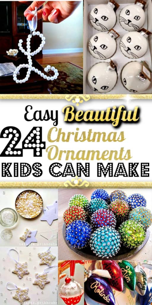 Easy DIY Christmas Ornaments kids can make for crafts or gifts. Great decorations and ideas.