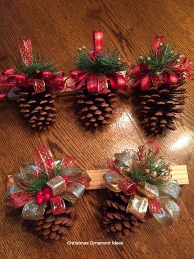 Easy DIY Pinecone Christmas Ornament craft, and gift idea. Great for kids, teens, friends, teachers, and weddings.