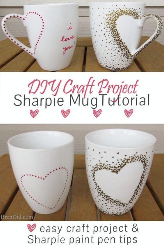 Easy DIY mugs made with Sharpies. Great DIY Mother's Day gift kids can make.